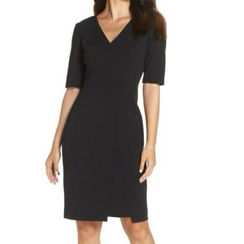 Vince Camuto Black V-Neck Dress
